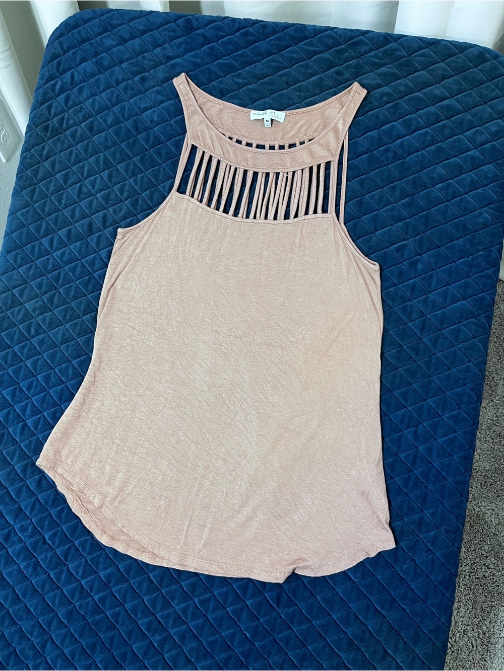 Naked Zebra Blush Fringe High-Neck Tank - 9 double O two 1
